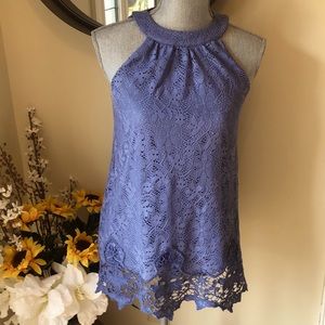 Altar’d State Dark Lilac Lace Sleeveless Tunic.  Size Small
